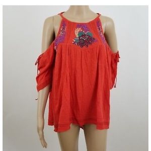 Free People Cold Shoulder Peasant Top